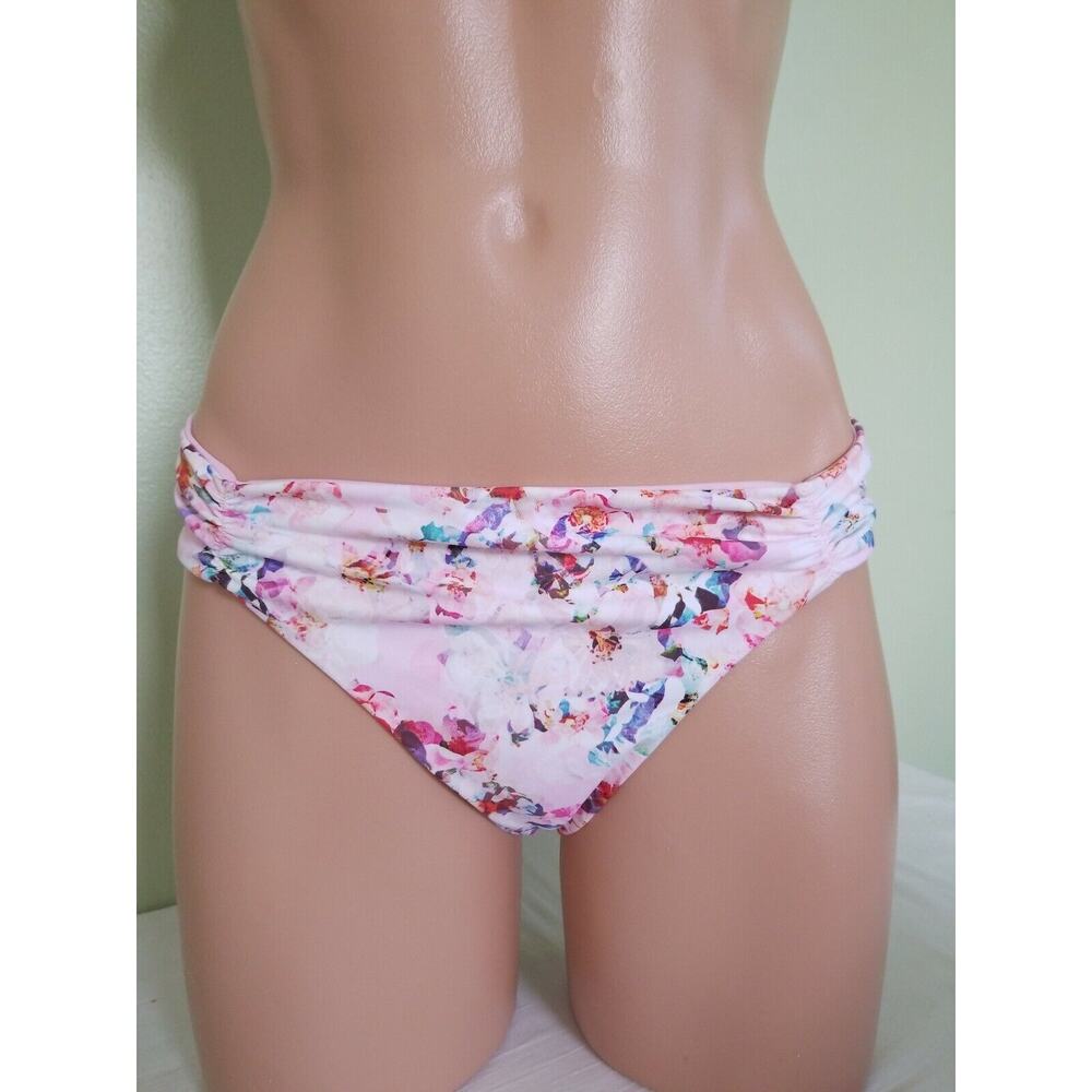 Bar III Crystal floral printed hipster cheeky bikini bottom size L